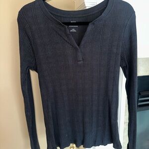 Anthropologie Ribbed Fitted Long Sleeve Top